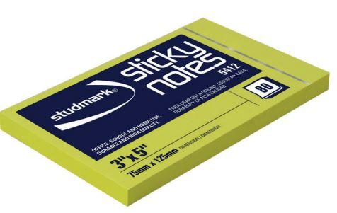 Studmark stick notes 3X5" neon yellow