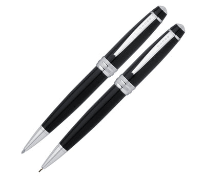 Cross Bailey Black Lacquer Chrome Trim Ball-Point Pen & Pencil Set