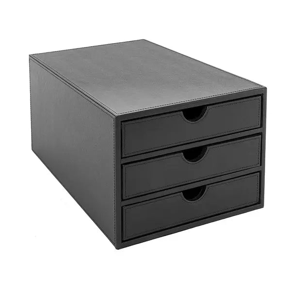 BLCK FX LEATHER 3DRAWER SORTER