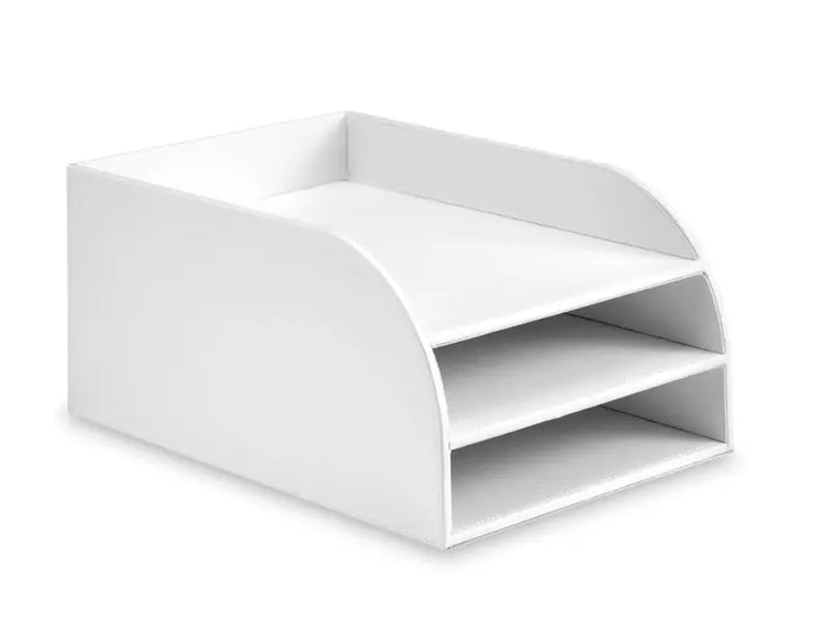 WHITE LEATHER 3TIER LETTER TR