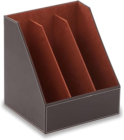 BRWN FX LEATHER TRPL FILE HLDR