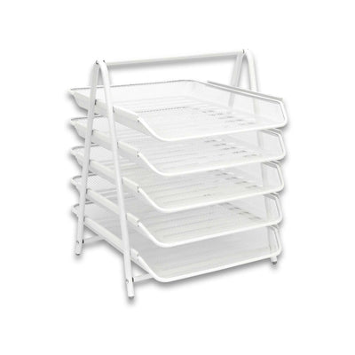 WHITE WIREMESH 5TIER LETTER TR