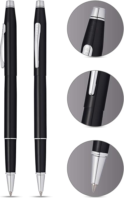 Cross Classic Century Black Lacquer Ballpoint and Rollerball Gift Set