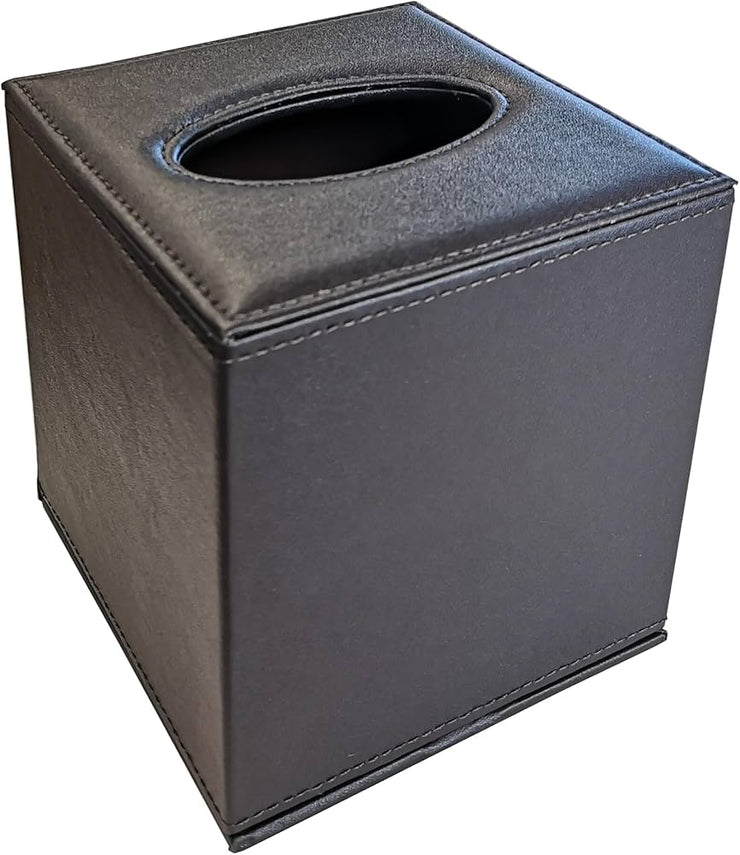 BROWN FAUX LEATHER TISSUE BOX