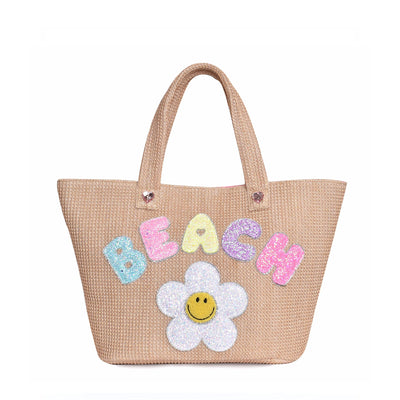 BEACH DASIY STRAW TOTE