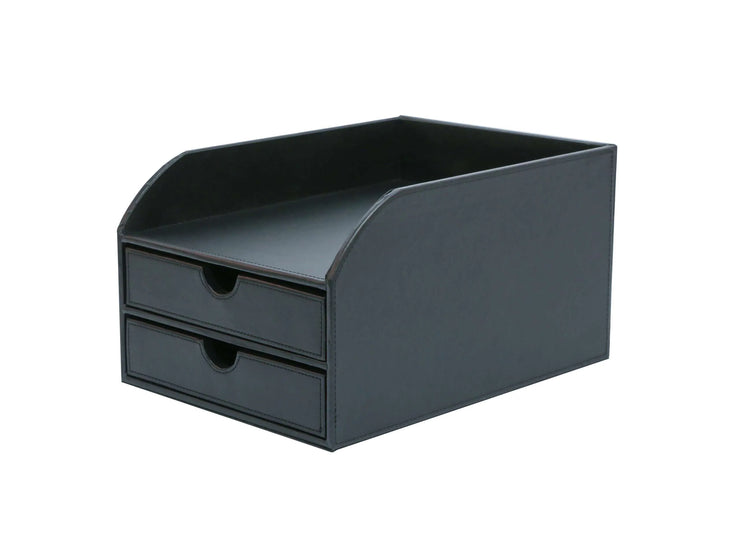 BLCK FX LEATHER 2DRAWER SORTER