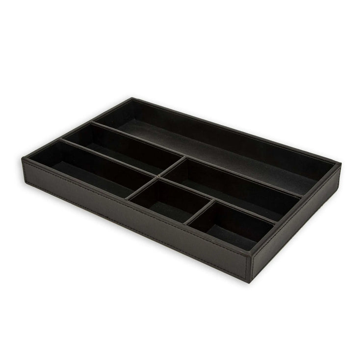 BLACK FAUX LEATHER DRAWER ORG