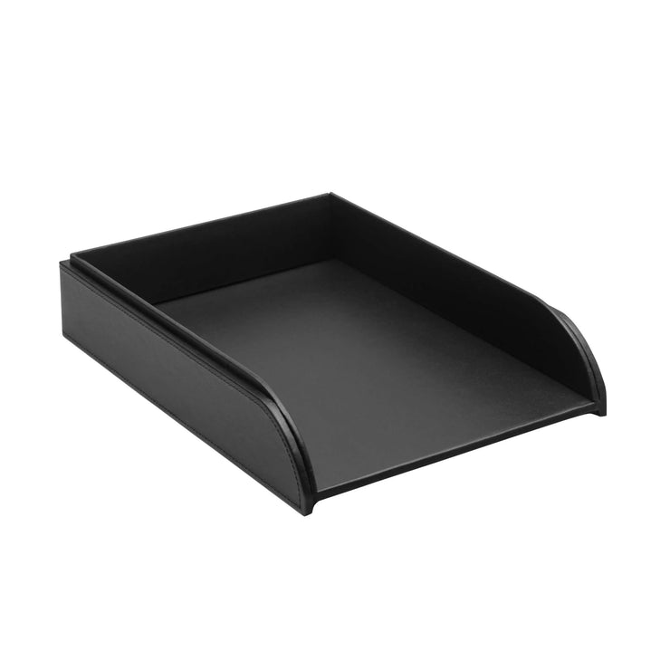 BLACK FAUX LEATHER LETTER TRAY