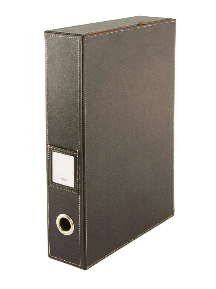 BROWN FAUX LEATHER BOX FILE