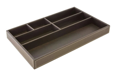 BROWN FAUX LEATHER DRAWER ORG