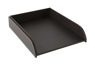 BROWN FAUX LEATHER LETTER TRAY