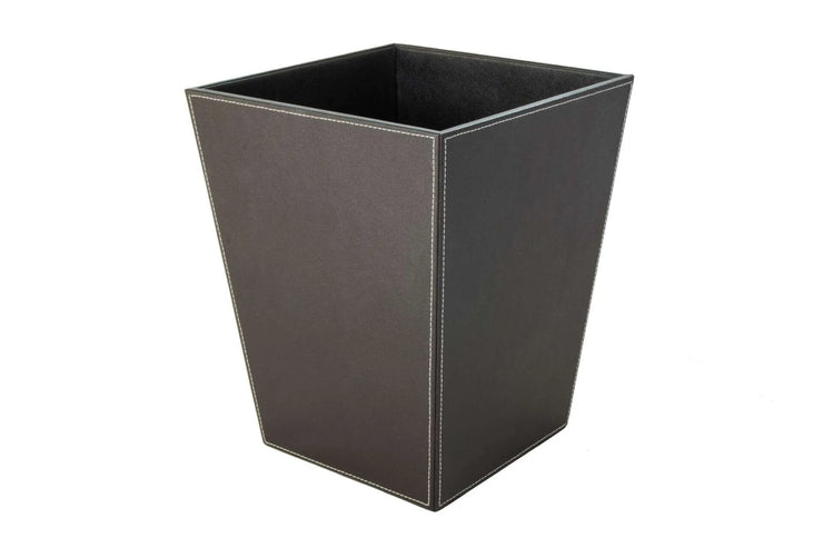 BROWN FX LEATHER SQ WASTE BIN