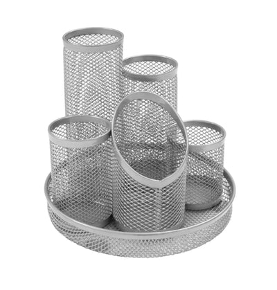 SILVER WIREMESH 5 PEN POT TIDY