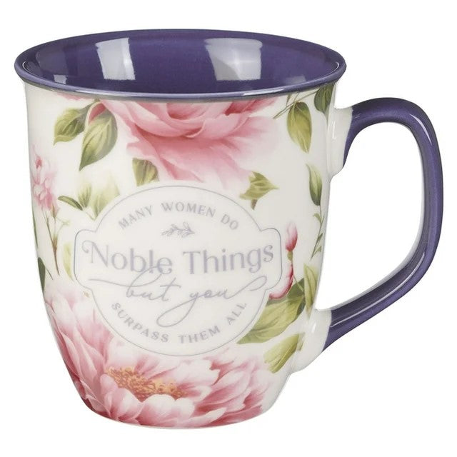 MUG PINK FLORAL NOBLE THINGS PROV. 31:29