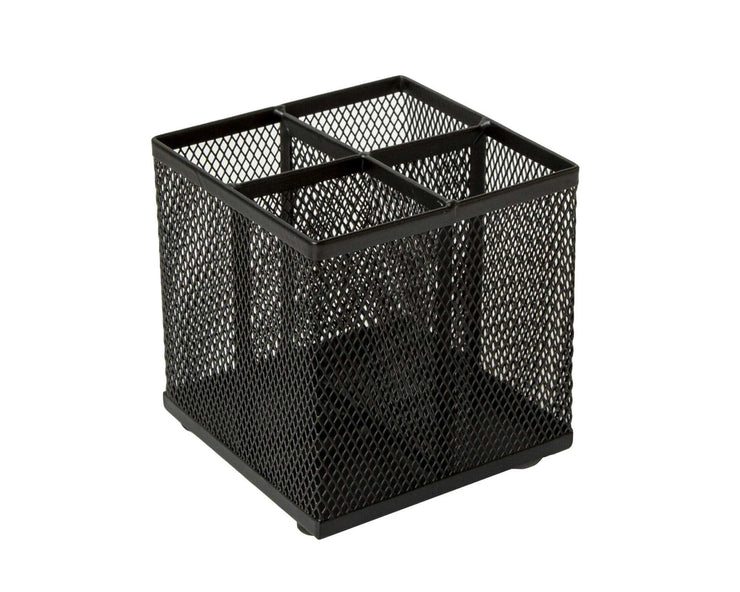 BLACK WIREMESH SQUARE PEN POT