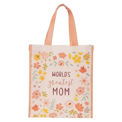 TOTE FLORAL PRINT WORLD'S GREATEST MOM