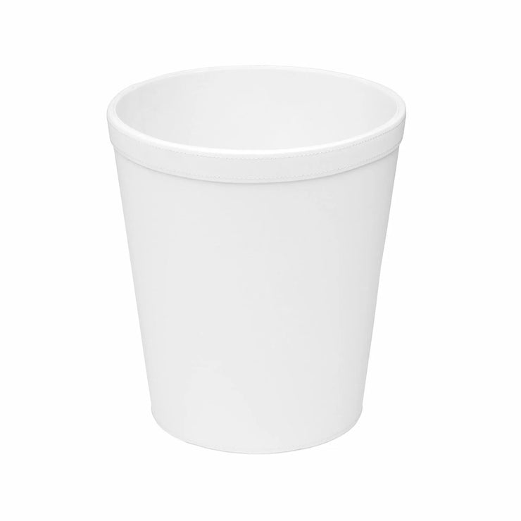 WHITE FAUX LEATHER WASTE BIN