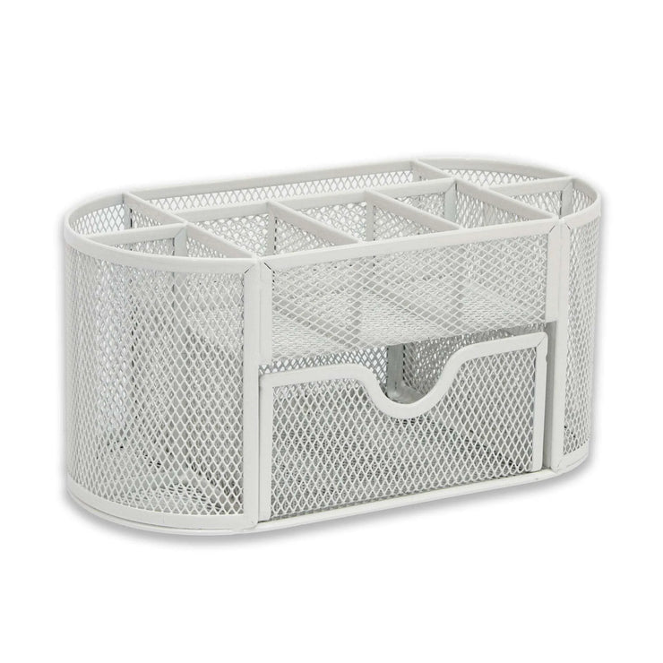 WHITE WIREMESH DESK ORGANISER