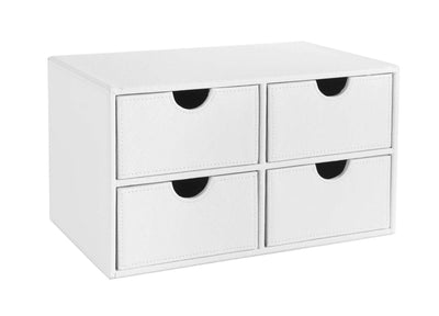 WHITE FX LEATHER 4DRAWER CHEST