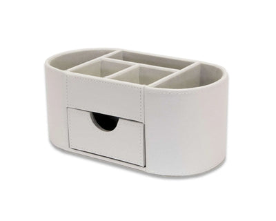 WHITE F LEATHER DESK ORGANISER