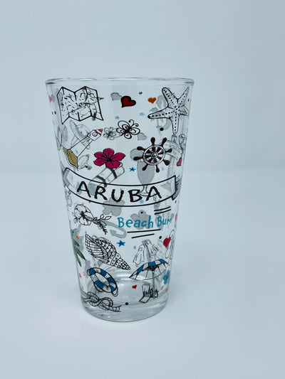 PINT GLASS 16OZ CAMPER DOODLE