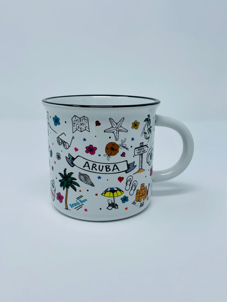 MUG 14OZ CAMPER DOODLE