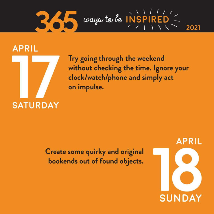 2021 CAL 365 WAYS TO BE INSPIRED Day-To-Day Calendar