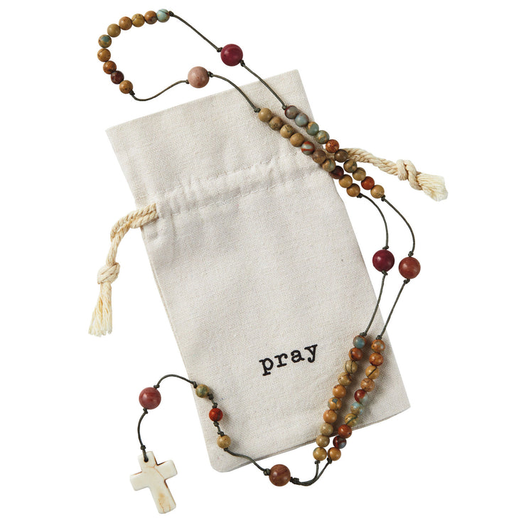CERAMIC BEAD ROSARY CROSS