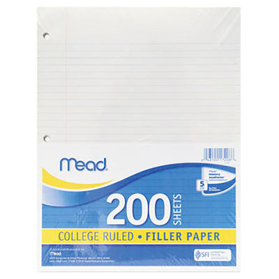 NOTEBOOK FILLER PAPER 3-HOLE 200 SHEETS