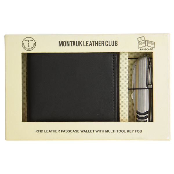 RFID LTHR PASSCASE WALLET W/MULTI TOOL KIT