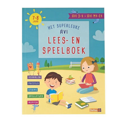 HET SUPERLEUKE AVI LEES-EN SPEELBOEK (AVI 3-4 AVI M4-E4 7-8 jaar) Verhalen - Puzzels - Spelletjes - Strips - Moppen