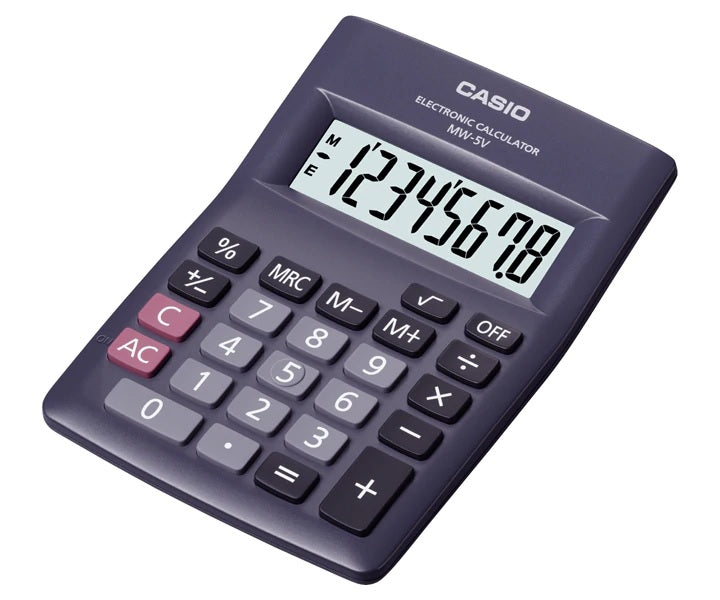 CASIO MINI DESK CALCULATOR 8 DIGITS MW-5V-BK