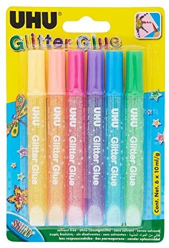 UHU GLITTERLIJM SHINY 6 TUBES 10ML
