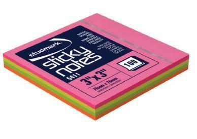 Studmark stick notes 3X3" ass neon