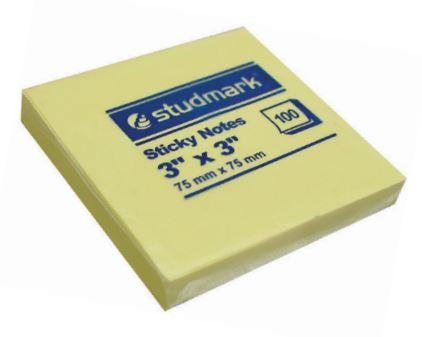 Studmark stick notes 3X3" yellow 100 sheets