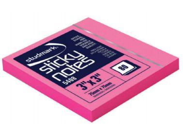Studmark stick notes 3X3'  neon pink 80 sheets