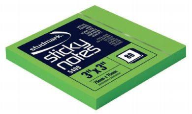 Studmark stick notes 3X3" neon green 80 sheets