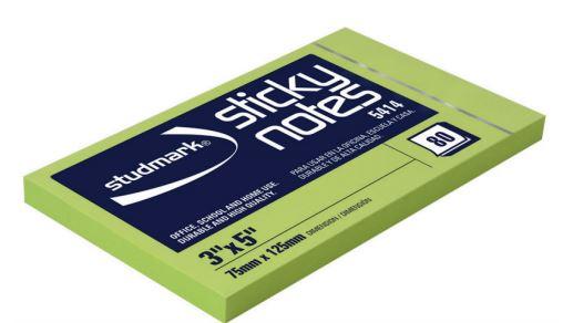 Studmark stick notes 3X5" neon green