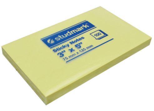 Studmark stick notes 3X5" yellow