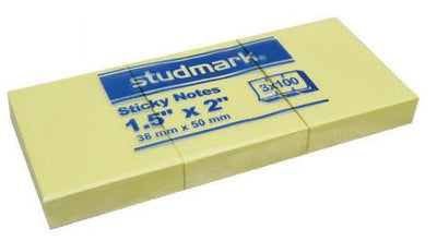 Studmark sticking notes 1.5X2" yellow
