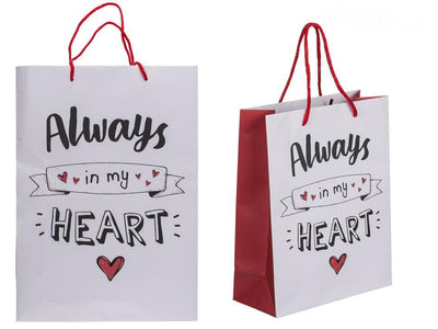 WHITE PAPERBAG ALWAYS/MY HEART 25x8.5x34.5 cm