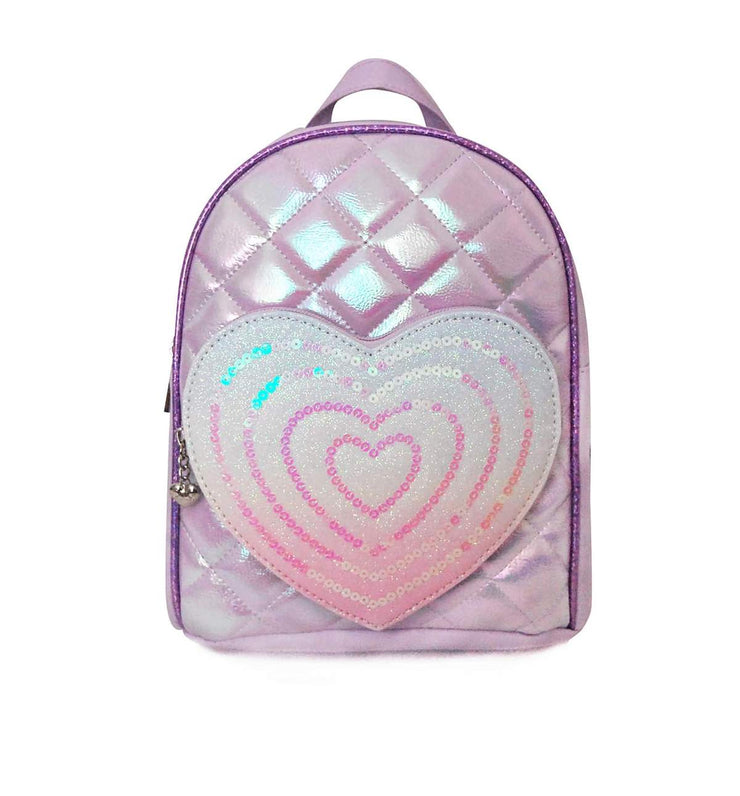 QUILTED MINI BACKPACK W/HEART SEQUENCE