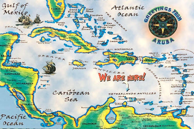 PCARD CARIB MAP WE'R HERE