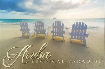 POST CARD CHAIRS ON BEACH TROPICAL PARADISE