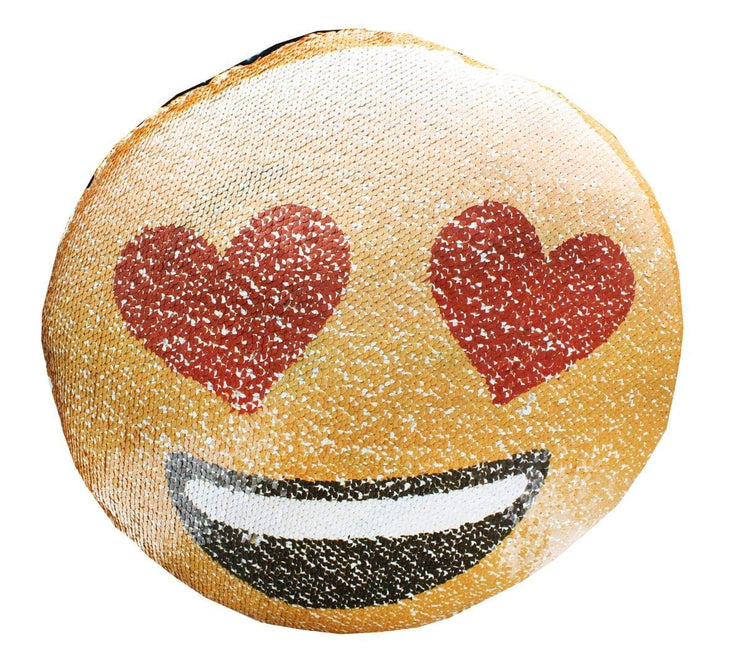 Top Trenz Reversible Sequin Emoji Pillow Heart Eyes/LOL