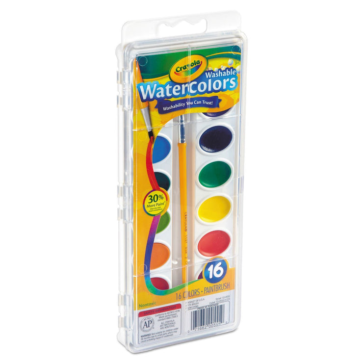 CRAYOLA WASHABLE 16 WATERCOLORS W/BRUSH