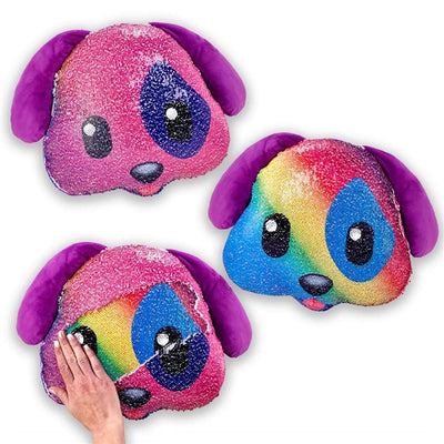 Top Trenz Reversible Sequin Puppy Pillow Rainbow/Pink