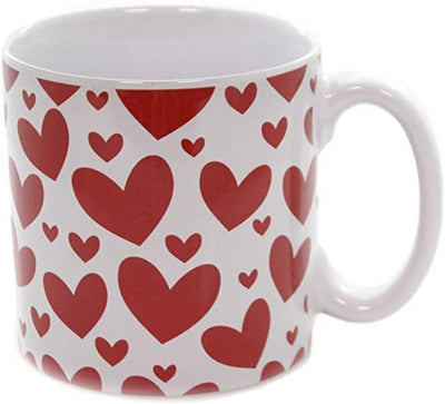 Mug 13 oz With Red Hearts All Over