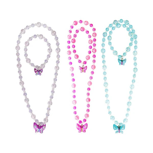 JAZZY BEAD BUTTERFLY NECKLACE/BRACELET SET