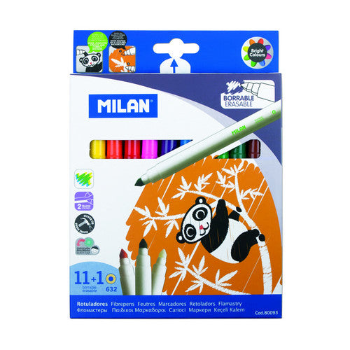 12 CONE-TIPPED ERASABLE FIBREPENS